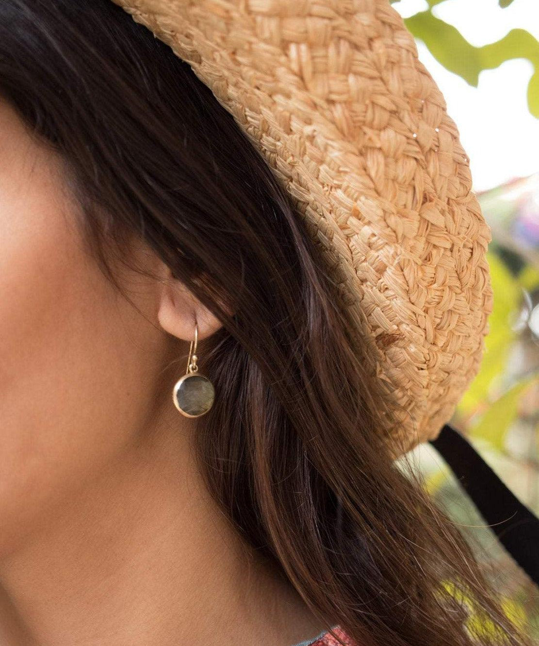 Labradorite Round Earrings ~Gold Vermeil~ ME072 - Maresia Jewelry
