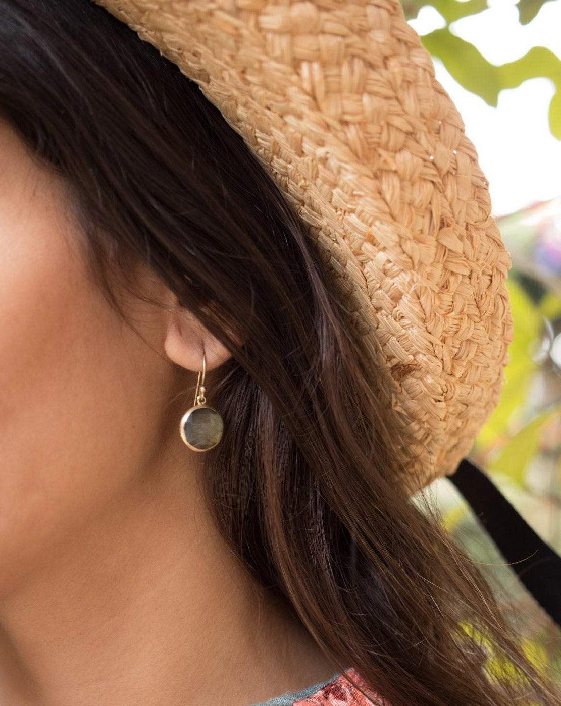 Labradorite Round Earrings ~Gold Vermeil~ ME072 - Maresia Jewelry