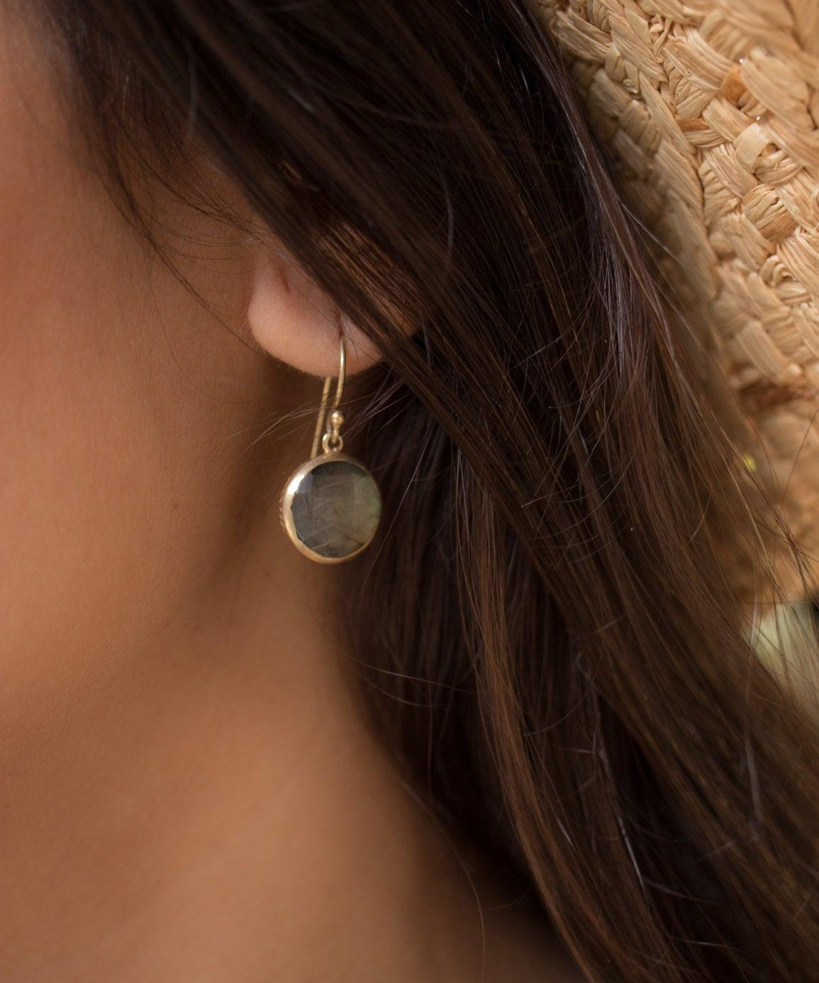 Labradorite Round Earrings ~Gold Vermeil~ ME072 - Maresia Jewelry