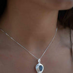 Labradorite, Aqua Chalcedony, Rose Quartz, Moonstone ~ Tear Drop ~ Sterling Silver ~ Charm ~ Layered ~ minimalist ~ delicate MP015