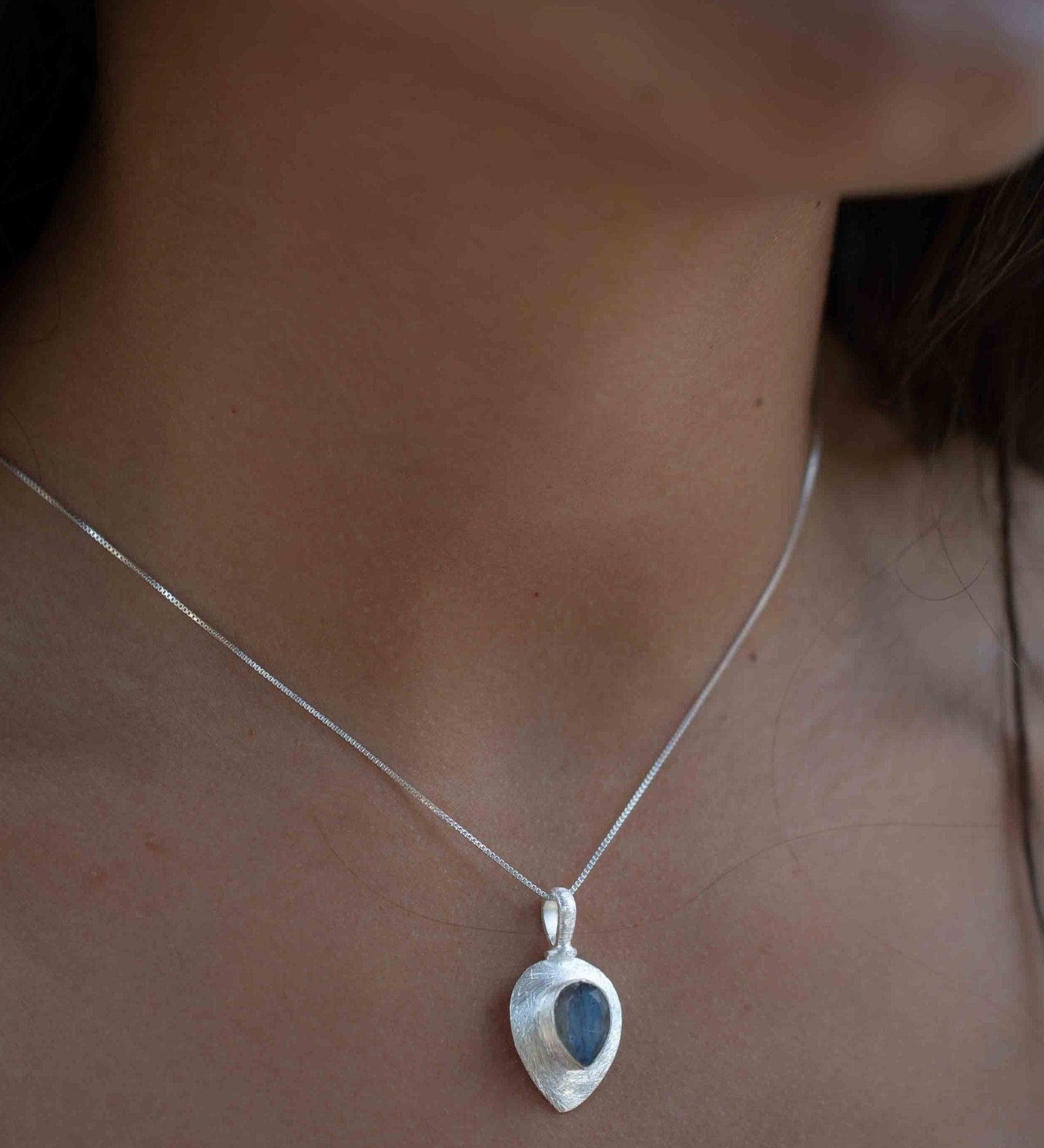 Labradorite, Aqua Chalcedony, Rose Quartz, Moonstone ~ Tear Drop ~ Sterling Silver ~ Charm ~ Layered ~ minimalist ~ delicate MP015
