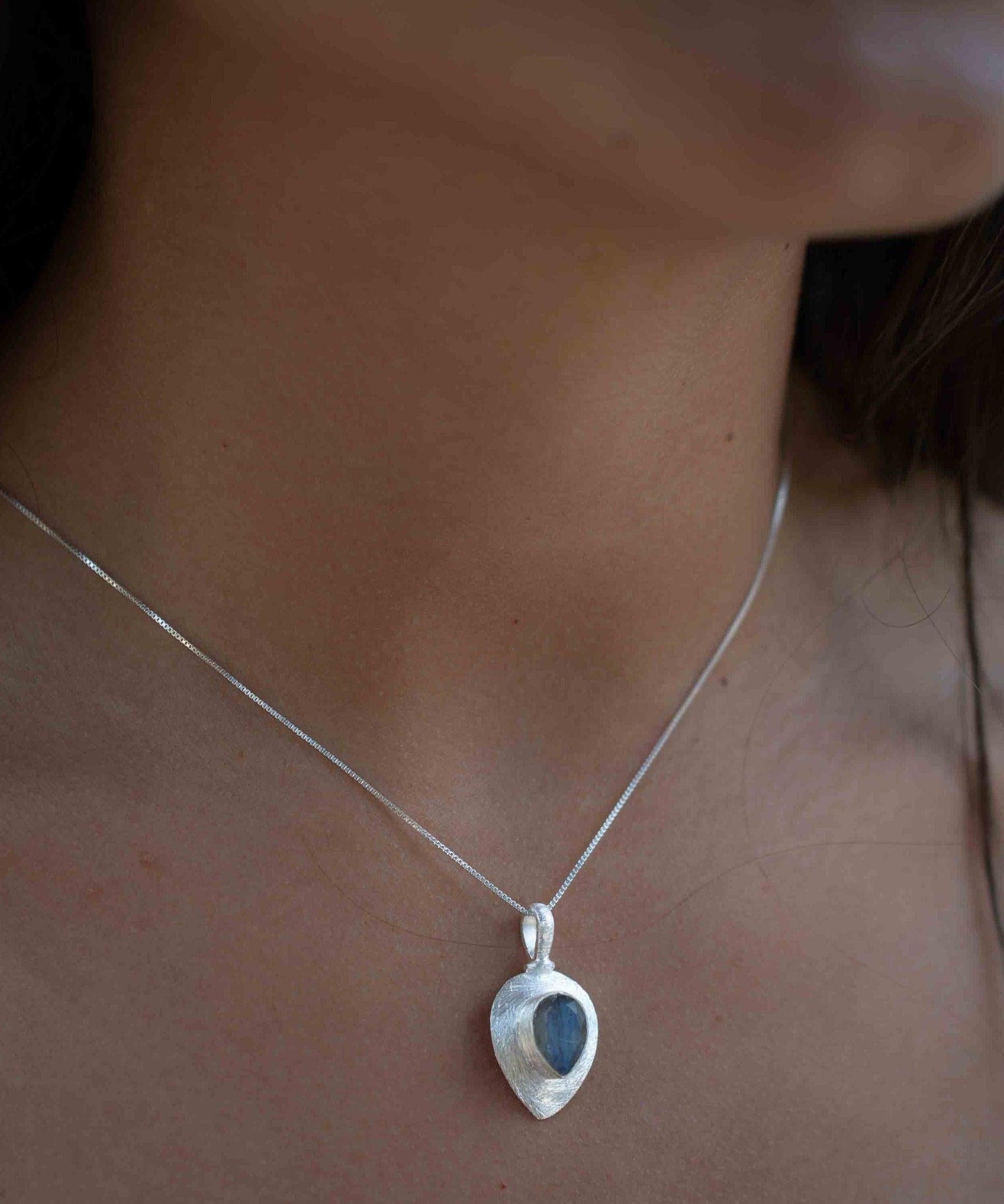 Labradorite, Aqua Chalcedony, Rose Quartz, Moonstone ~ Tear Drop ~ Sterling Silver ~ Charm ~ Layered ~ minimalist ~ delicate MP015