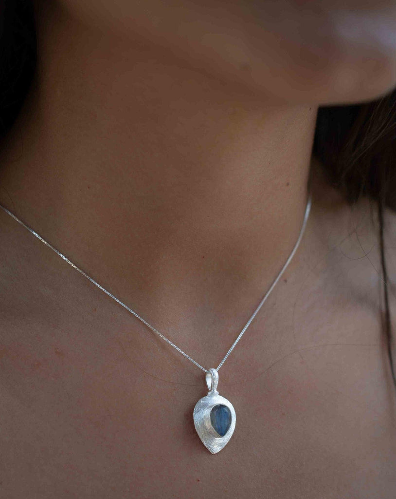 Labradorite, Aqua Chalcedony, Rose Quartz, Moonstone ~ Tear Drop ~ Sterling Silver ~ Charm ~ Layered ~ minimalist ~ delicate MP015