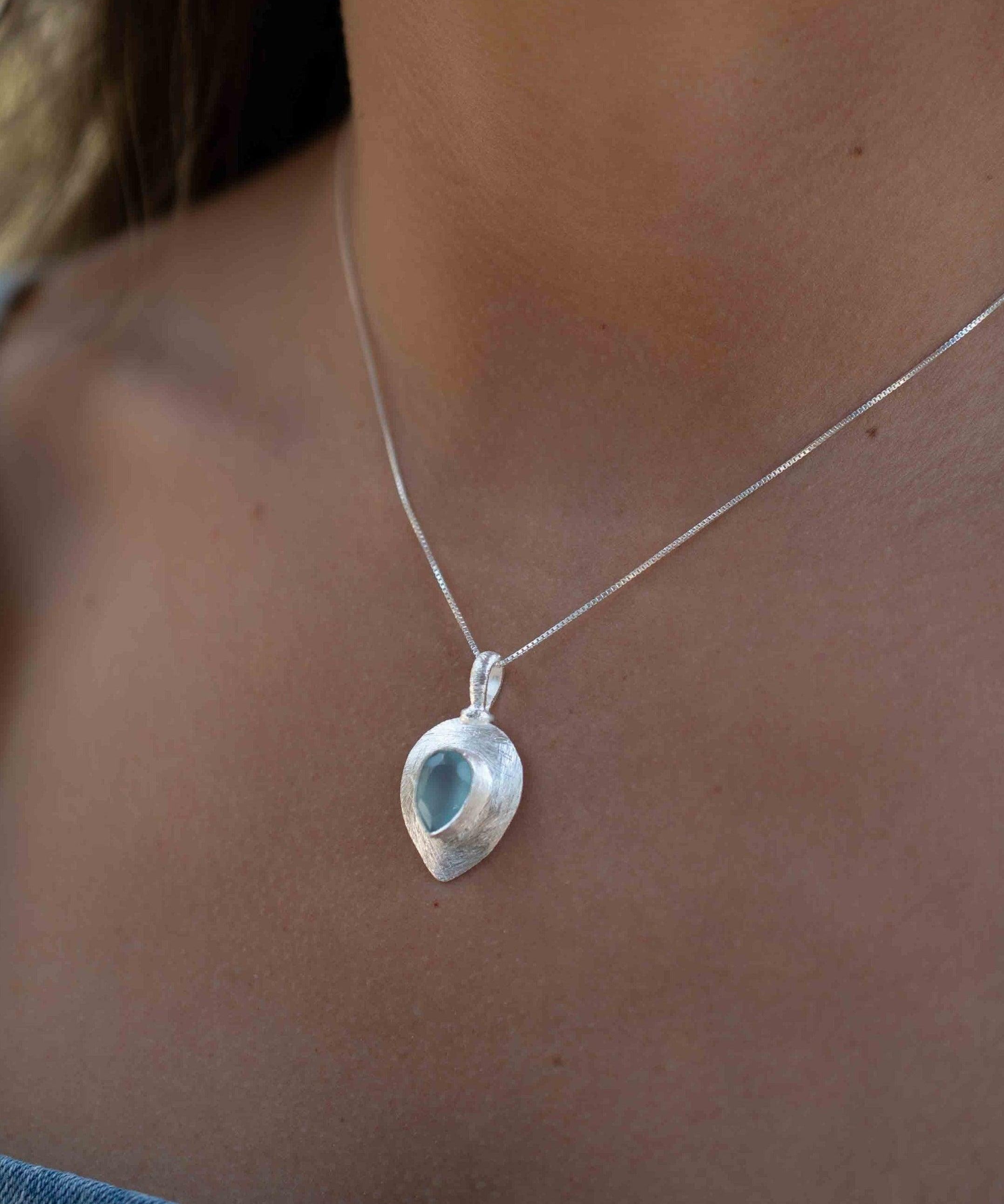 Labradorite, Aqua Chalcedony, Rose Quartz, Moonstone ~ Tear Drop ~ Sterling Silver ~ Charm ~ Layered ~ minimalist ~ delicate MP015