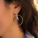 Labradorite Threader Earrings ~ 18k Gold Plated ~ ME103 - Maresia Jewelry