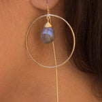 Labradorite Threader Earrings ~ 18k Gold Plated ~ ME103 - Maresia Jewelry