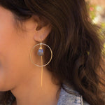 Labradorite Threader Earrings ~ 18k Gold Plated ~ ME103 - Maresia Jewelry