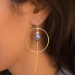 Labradorite Threader Earrings ~ 18k Gold Plated ~ ME103 - Maresia Jewelry