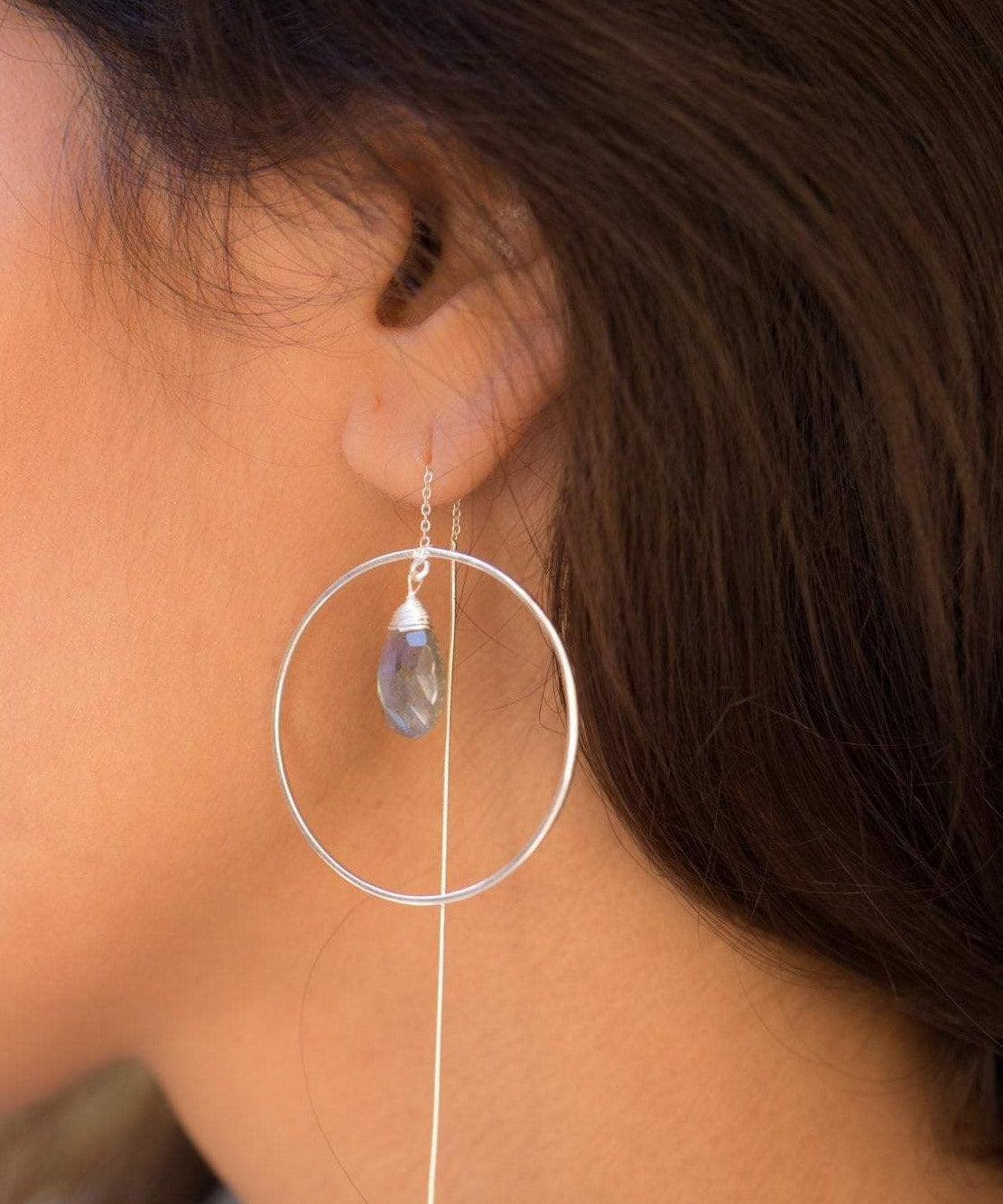 Labradorite Threader Earrings ~ Silver Plated~ ME102 - Maresia Jewelry