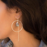 Labradorite Threader Earrings ~ Silver Plated~ ME102 - Maresia Jewelry
