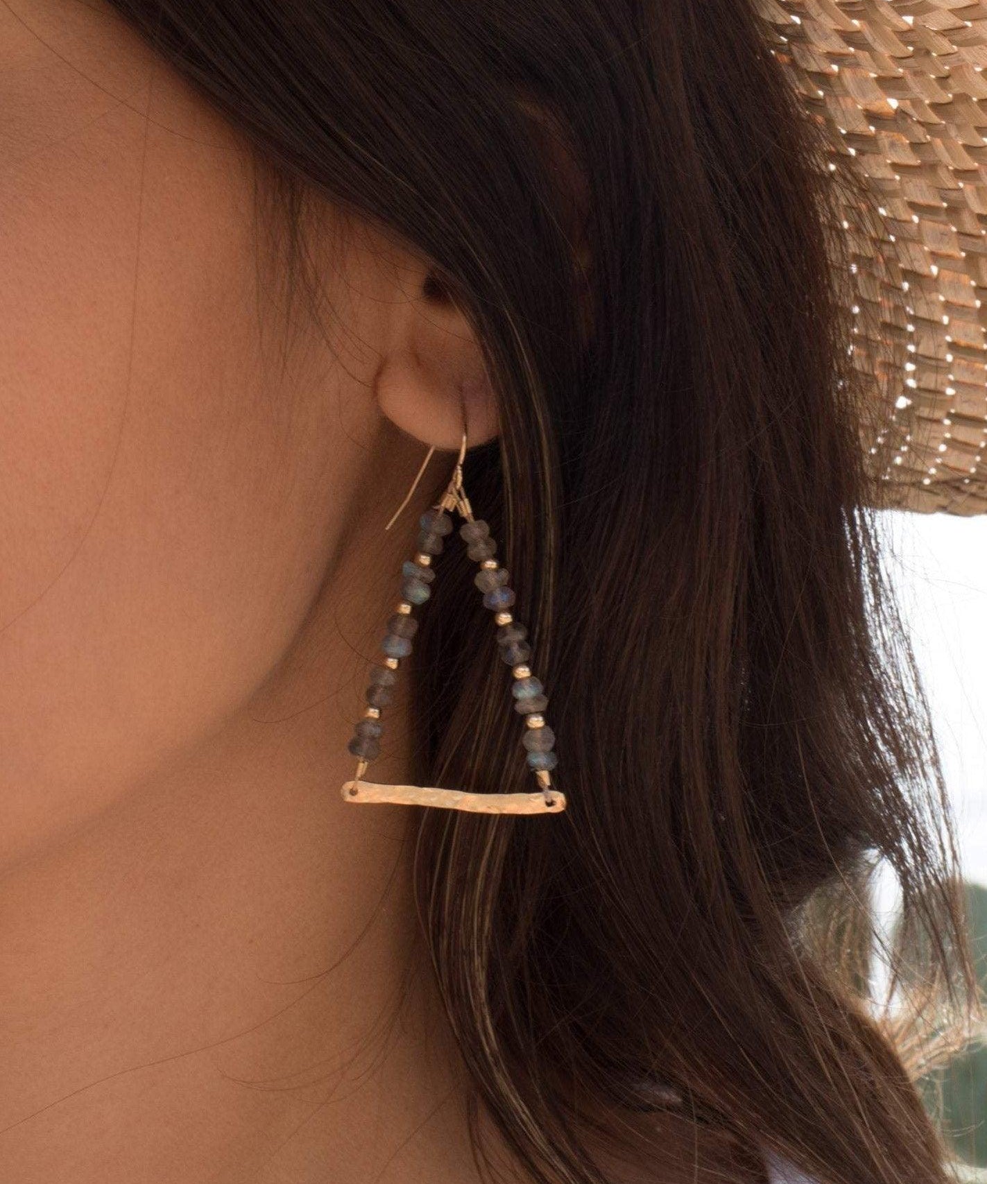 Labradorite Triangle Earrings ~ 14k Gold Filled ~ME055 - Maresia Jewelry