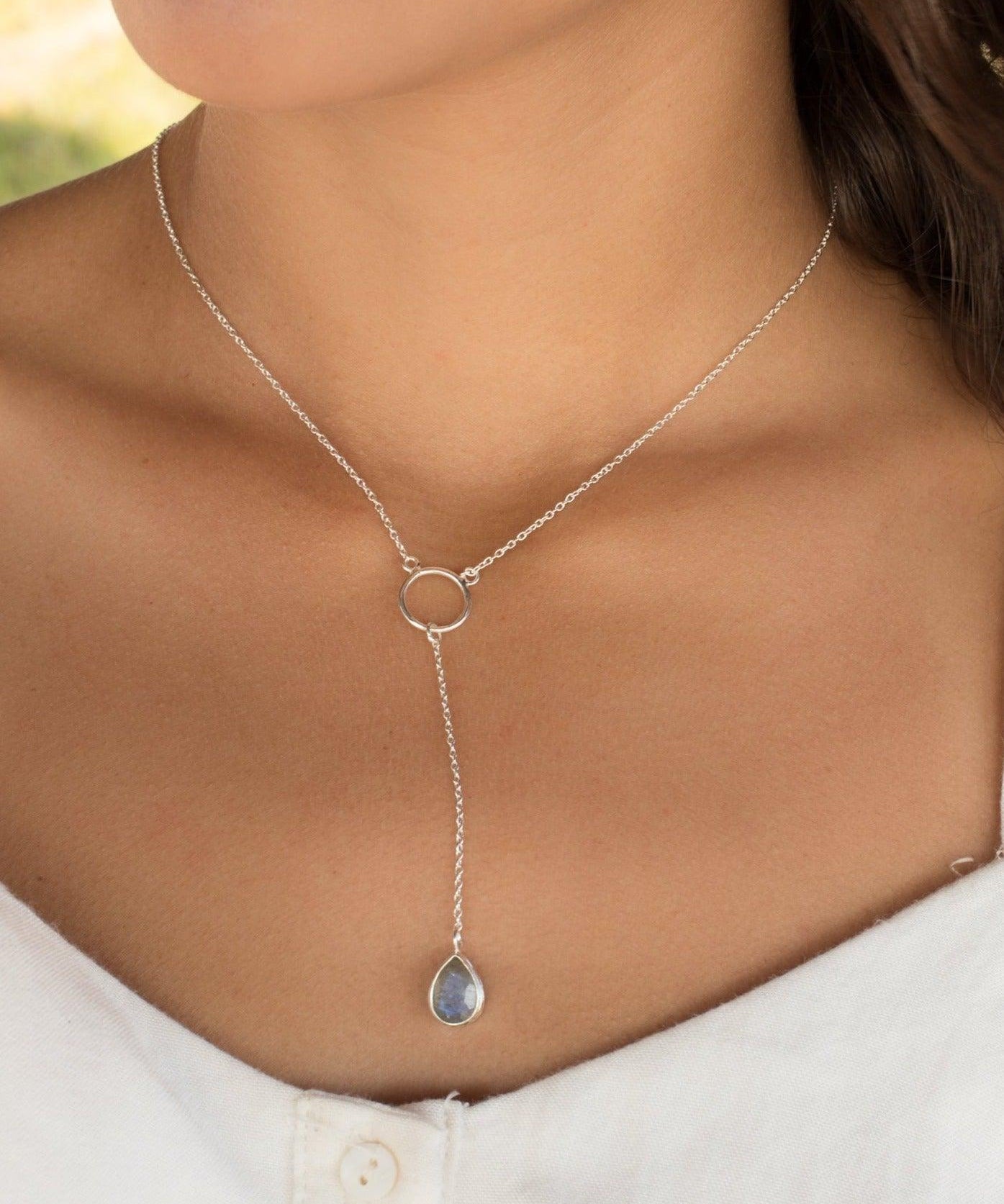 Labradorite Y Necklace ~ Sterling Silver 925 - Maresia Jewelry