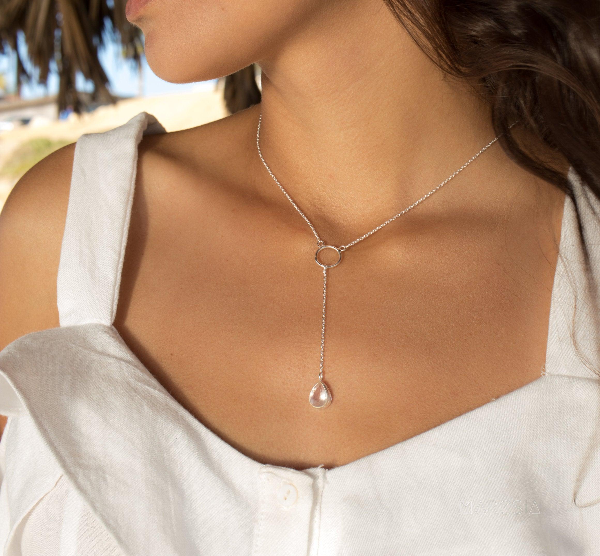 Labradorite Y Necklace ~ Sterling Silver 925 - Maresia Jewelry