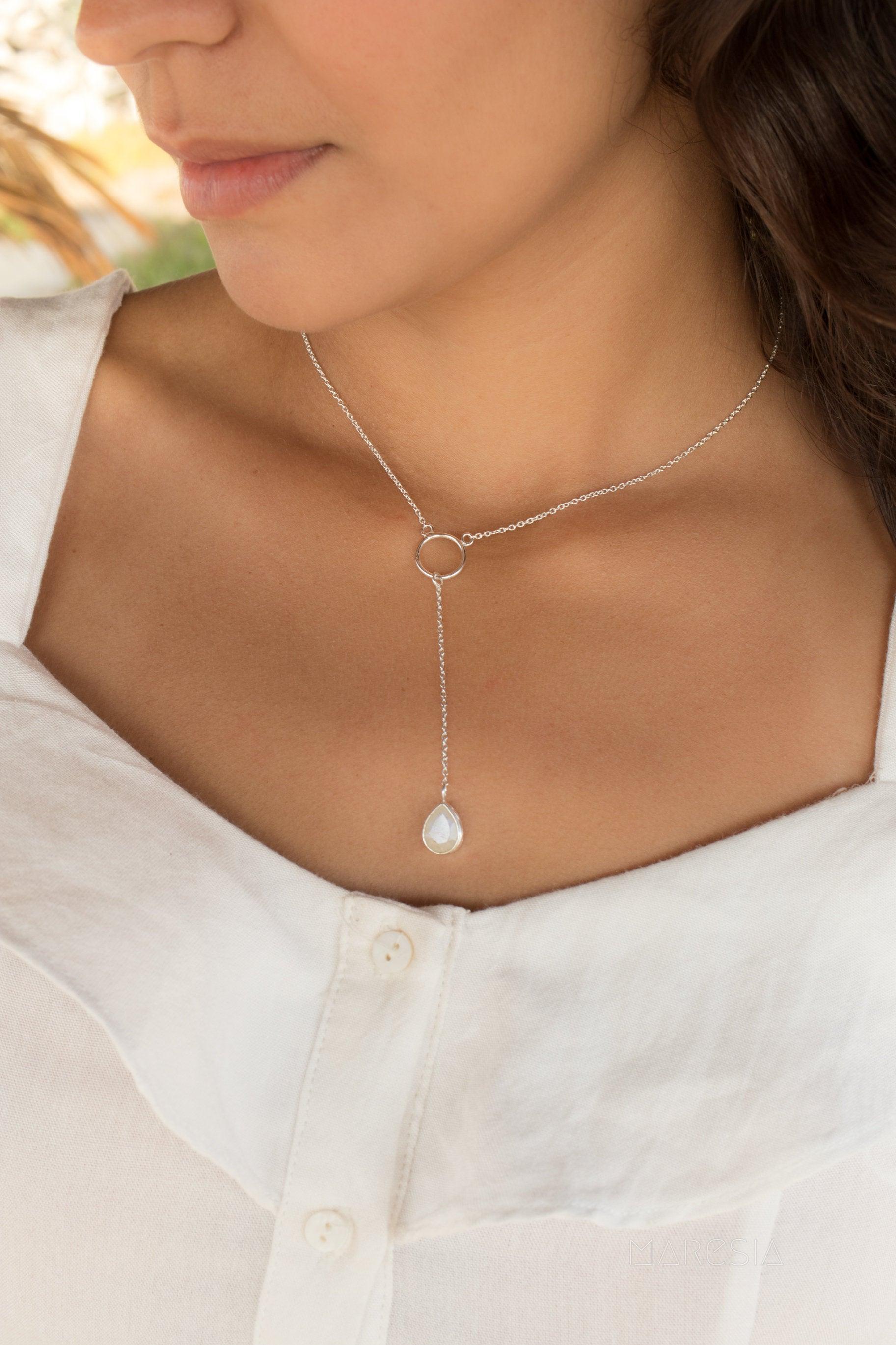 Labradorite Y Necklace ~ Sterling Silver 925 - Maresia Jewelry