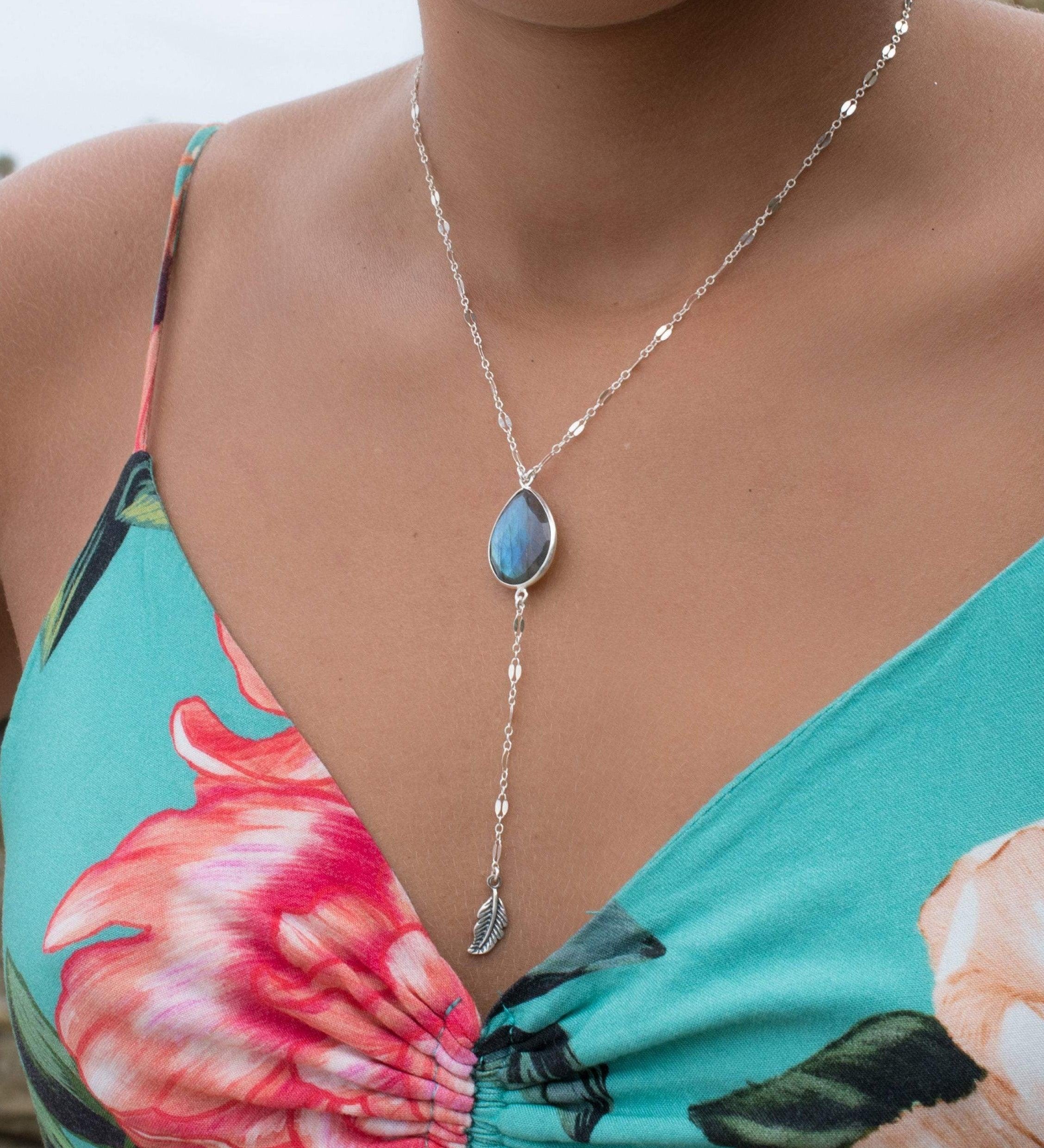 Labradorite Y Necklace ~ Sterling Silver 925 ~ MN010 - Maresia Jewelry
