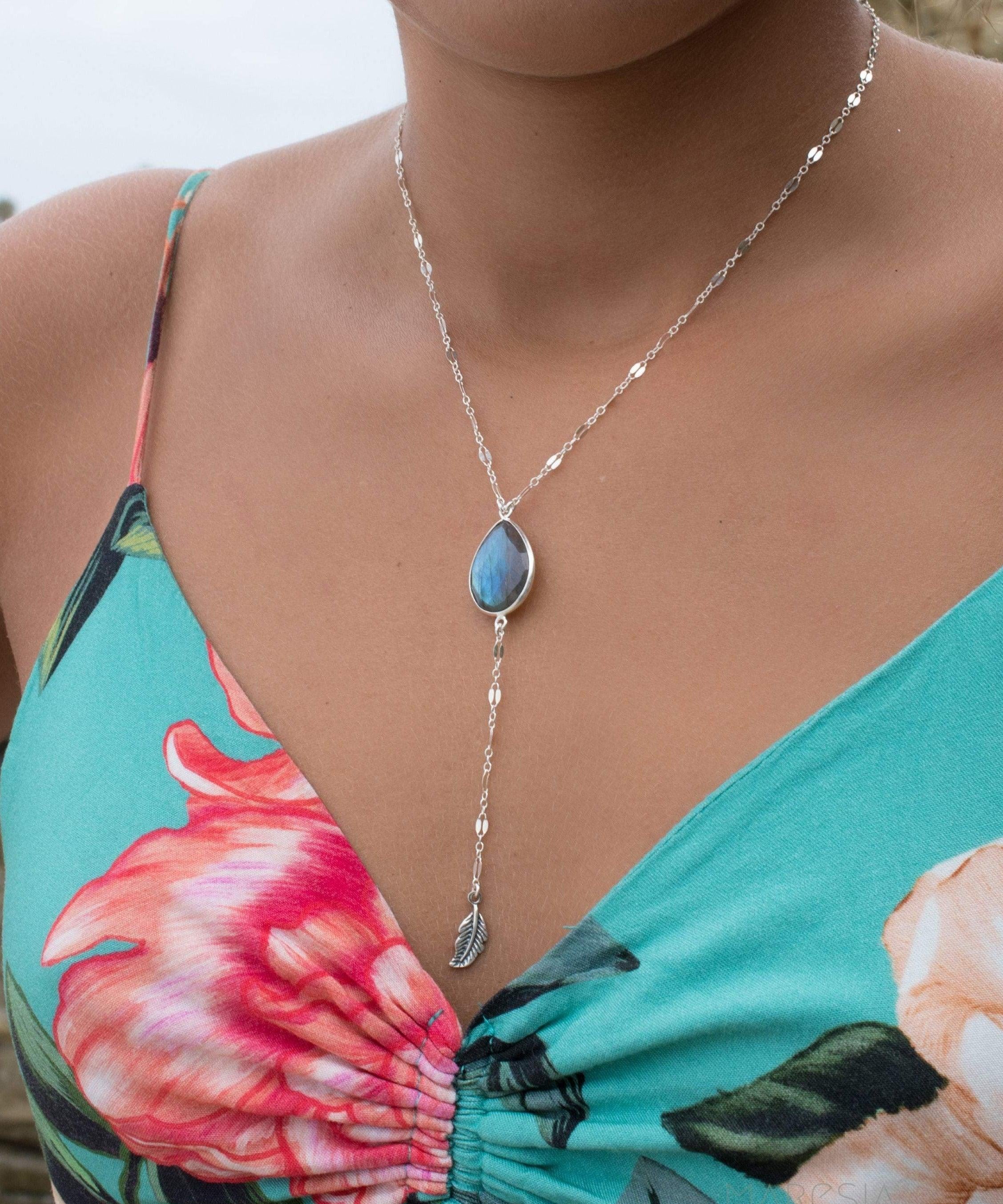 Labradorite Y Necklace ~ Sterling Silver 925 ~ MN010 - Maresia Jewelry