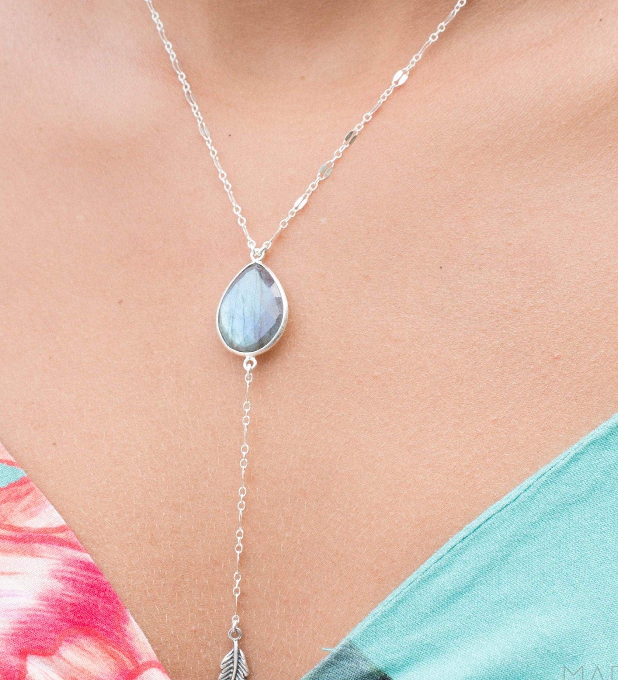 Labradorite Y Necklace ~ Sterling Silver 925 ~ MN010 - Maresia Jewelry