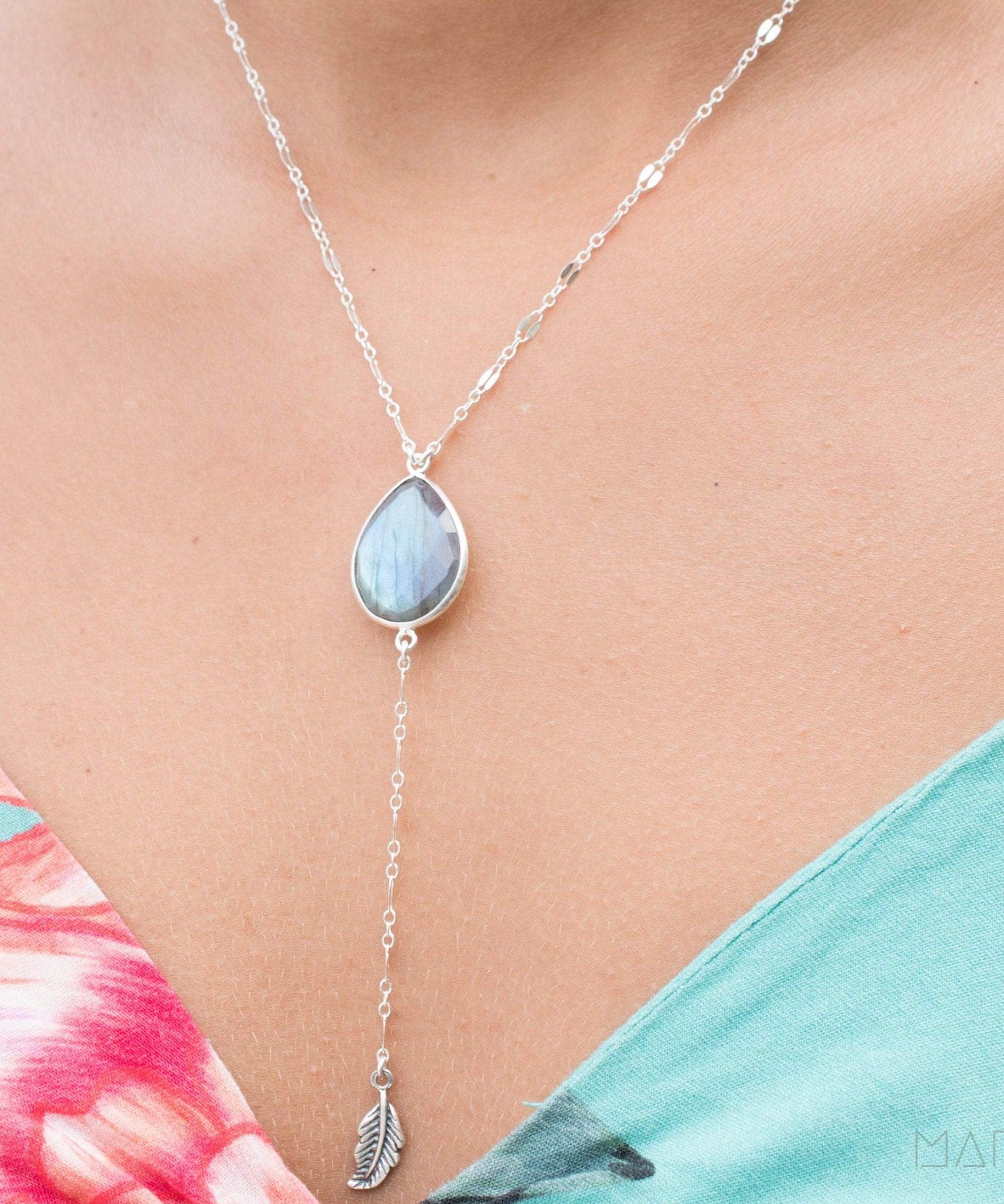 Labradorite Y Necklace ~ Sterling Silver 925 ~ MN010 - Maresia Jewelry