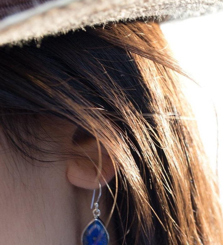 Lapis Lazuli Earrings ~ Sterling Silver 925  ~ ME141 - Maresia Jewelry