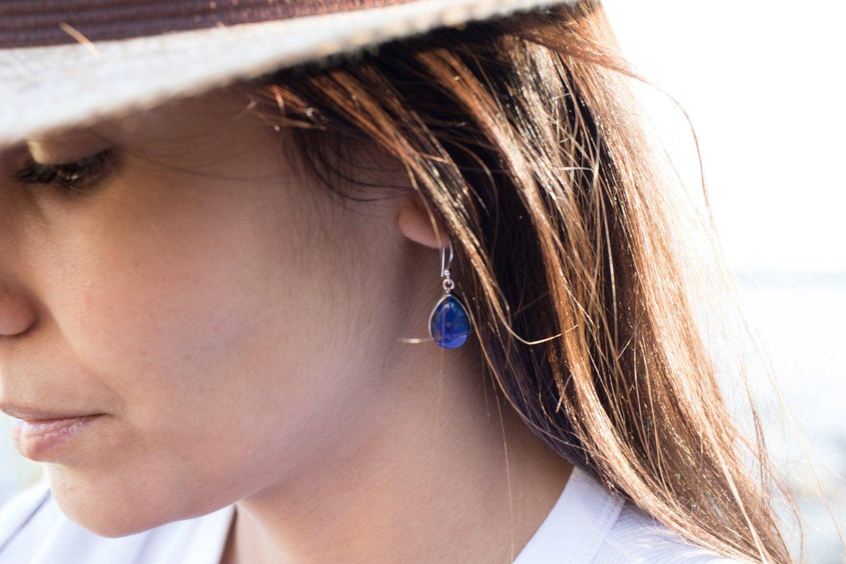 Lapis Lazuli Earrings ~ Sterling Silver 925  ~ ME141 - Maresia Jewelry