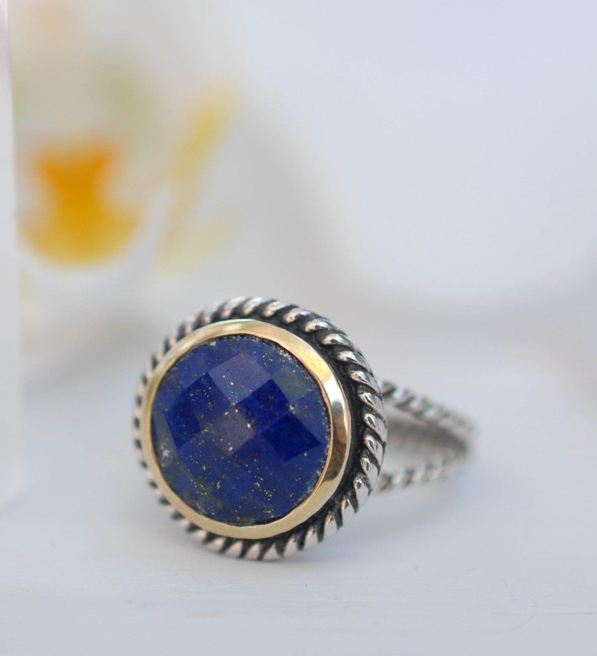 Lapis Lazuli Ring ~ Sterling Silver 925 and Gold Vermeil ~MR169 - Maresia Jewelry