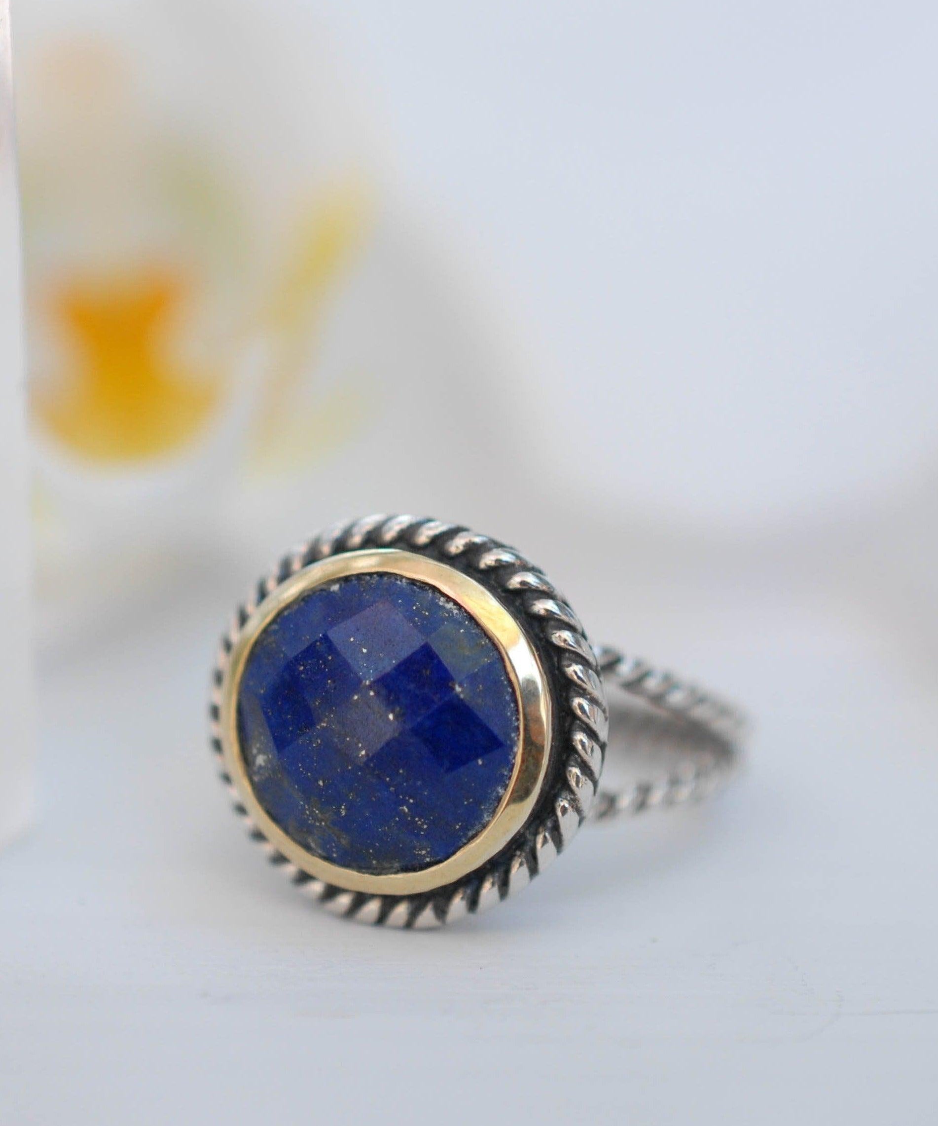 Lapis Lazuli Ring ~ Sterling Silver 925 and Gold Vermeil ~MR169 - Maresia Jewelry