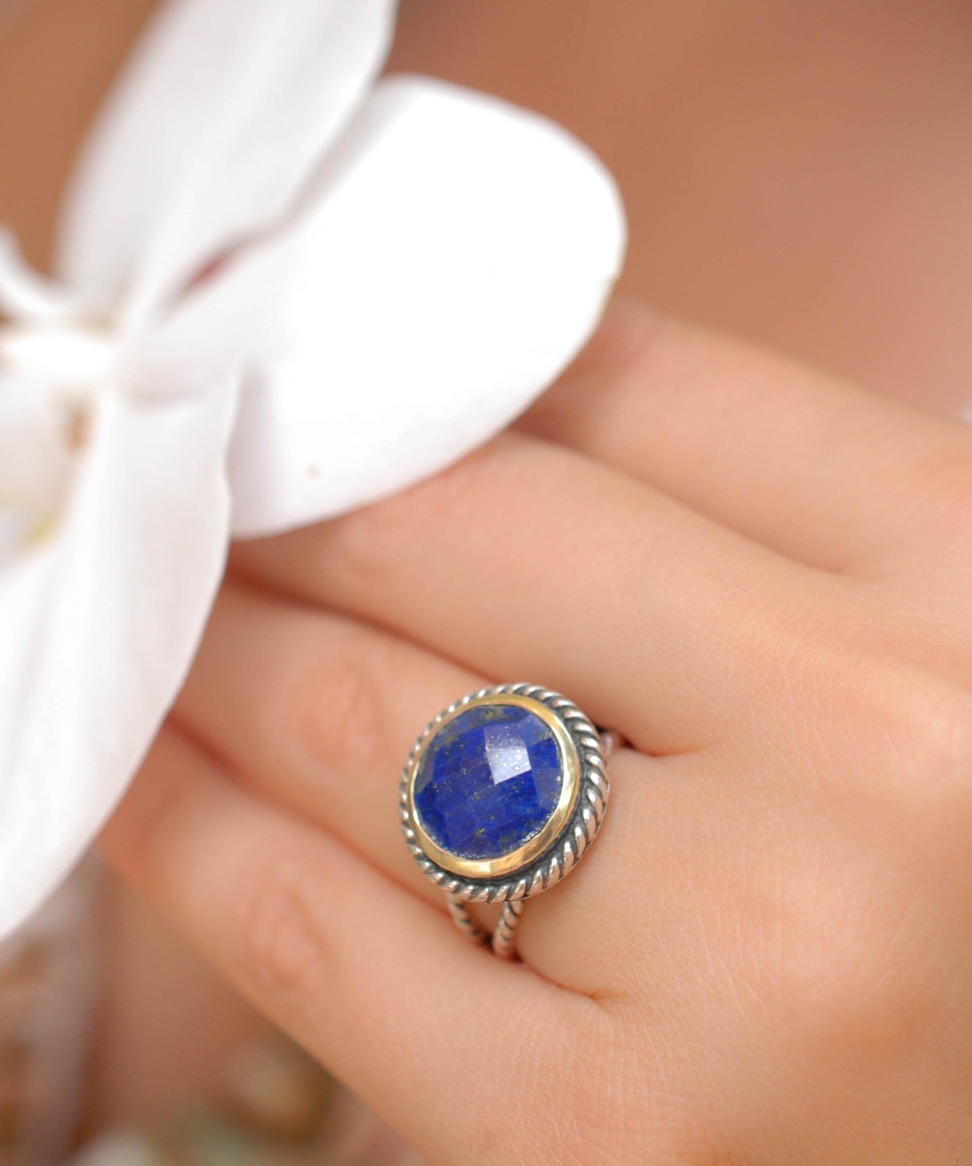 Lapis Lazuli Ring ~ Sterling Silver 925 and Gold Vermeil ~MR169 - Maresia Jewelry