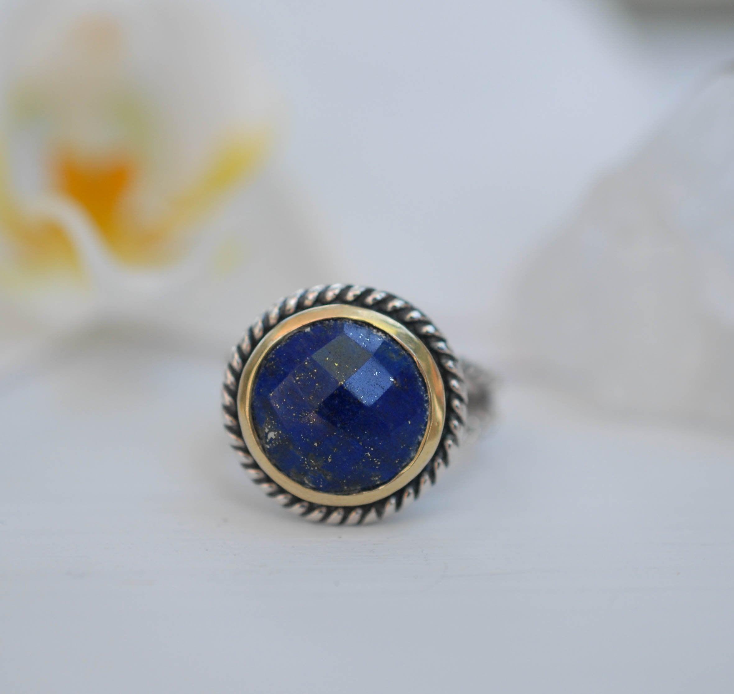 Lapis Lazuli Ring ~ Sterling Silver 925 and Gold Vermeil ~MR169 - Maresia Jewelry