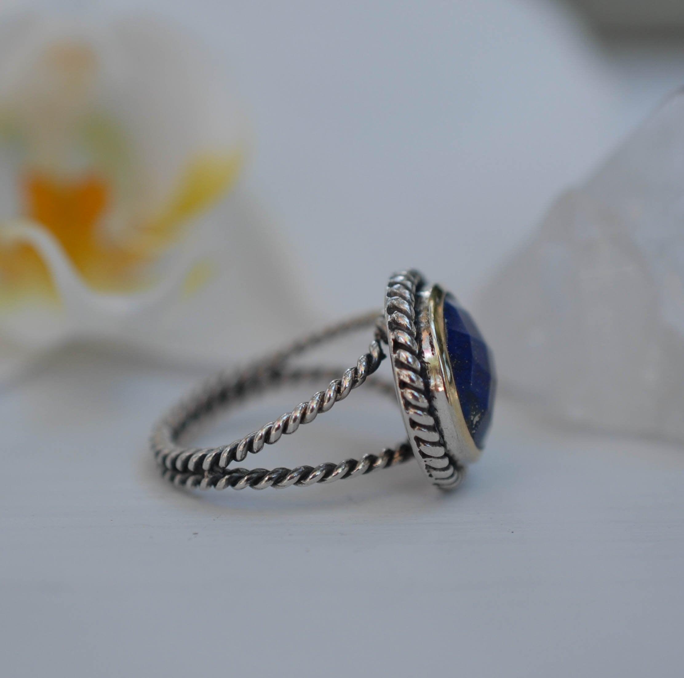 Lapis Lazuli Ring ~ Sterling Silver 925 and Gold Vermeil ~MR169 - Maresia Jewelry