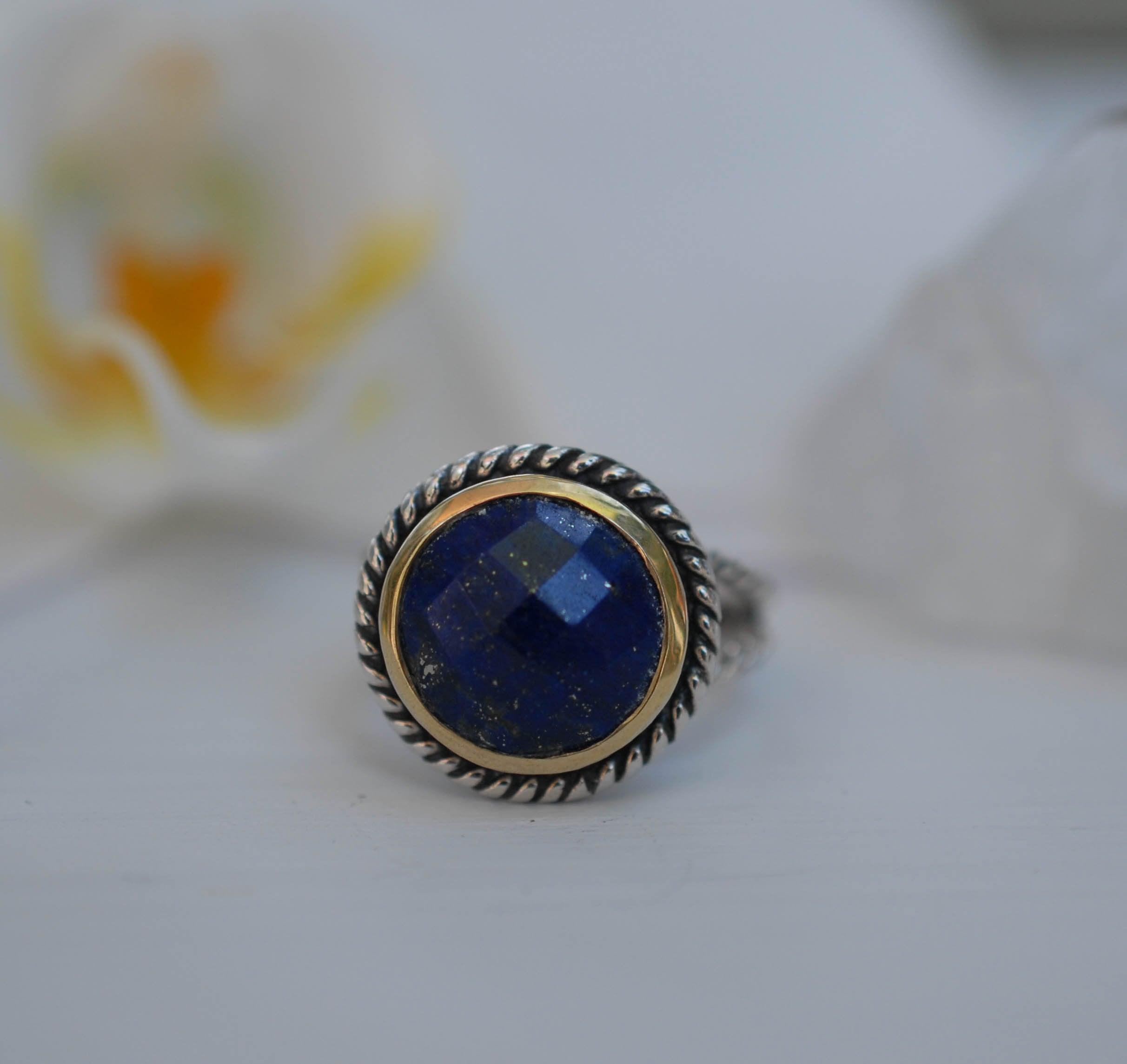 Lapis Lazuli Ring ~ Sterling Silver 925 and Gold Vermeil ~MR169 - Maresia Jewelry