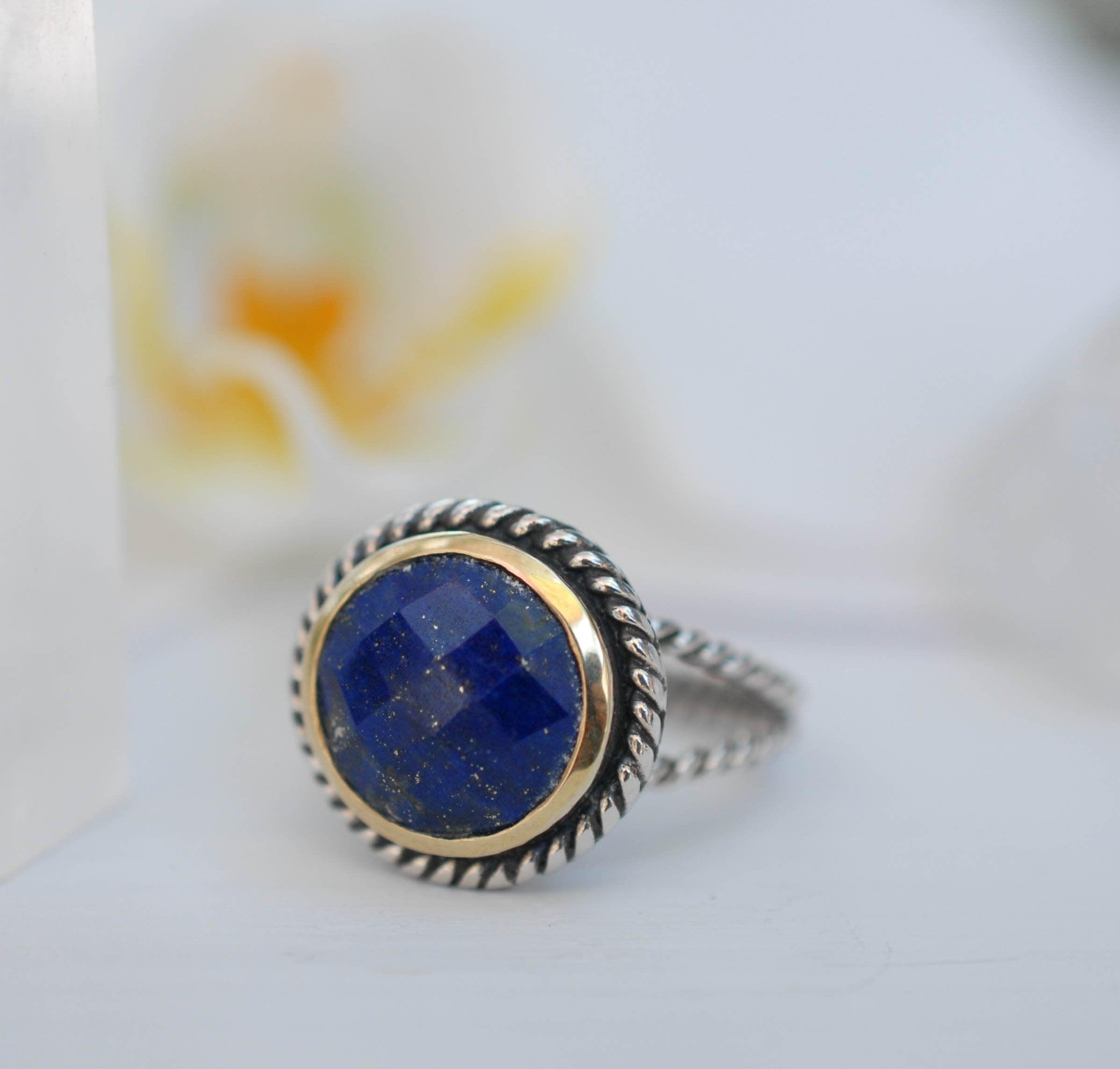 Lapis Lazuli Ring ~ Sterling Silver 925 and Gold Vermeil ~MR169 - Maresia Jewelry