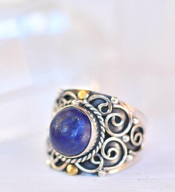 Lapis Lazuli Ring ~ Sterling Silver 925 ~ SMR151 - Maresia Jewelry