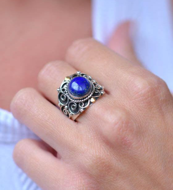 Lapis Lazuli Ring ~ Sterling Silver 925 ~ SMR151 - Maresia Jewelry