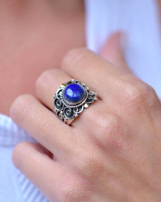 Lapis Lazuli Ring ~ Sterling Silver 925 ~ SMR151 - Maresia Jewelry