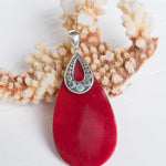 Lara Pendant ~ Mother of Pearl  or Coral ~ Sterling Silver 925 - Maresia Jewelry