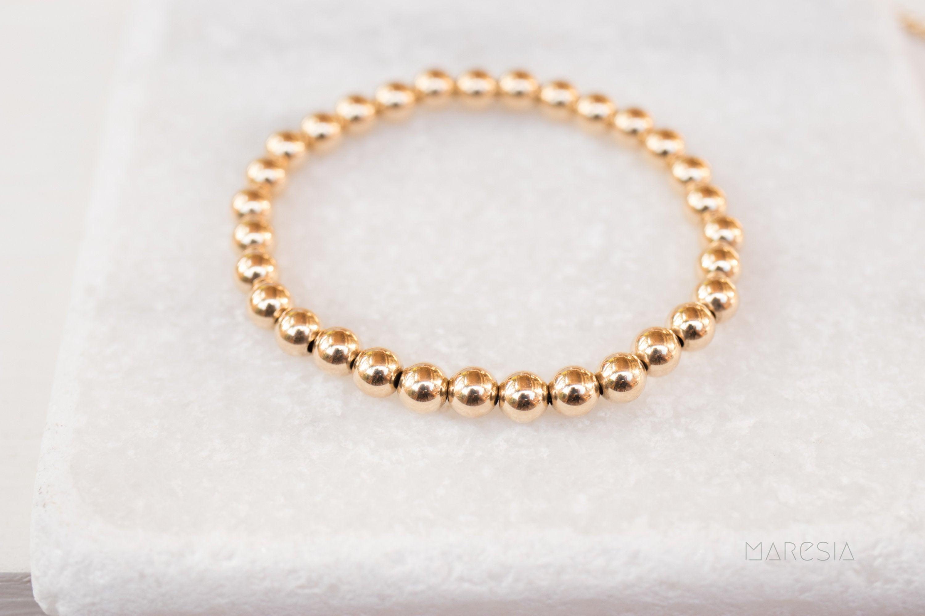 Sterling Silver or Gold Filled Bead Bracelet ~ Elastic Bracelet ~ Handmade ~ Hippie ~Bohemian ~Jewelry ~Stackable ~ MB010
