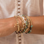 Sterling Silver or Gold Filled Bead Bracelet ~ Elastic Bracelet ~ Handmade ~ Hippie ~Bohemian ~Jewelry ~Stackable ~ MB010