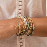 Sterling Silver or Gold Filled Bead Bracelet ~ Elastic Bracelet ~ Handmade ~ Hippie ~Bohemian ~Jewelry ~Stackable ~ MB010