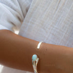 Larimar Adjustable Bracelet ~ Sterling Silver 925~Handmade~Statement~ Hippie ~Bohemian ~Jewelry ~Gift For Her ~Gemstone ~Body Jewelry MB058