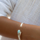 Larimar Adjustable Bracelet ~ Sterling Silver 925~Handmade~Statement~ Hippie ~Bohemian ~Jewelry ~Gift For Her ~Gemstone ~Body Jewelry MB058