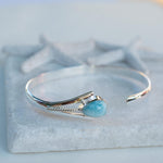 Larimar Adjustable Bracelet ~ Sterling Silver 925~Handmade~Statement~ Hippie ~Bohemian ~Jewelry ~Gift For Her ~Gemstone ~Body Jewelry MB058