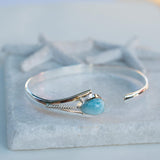 Larimar Adjustable Bracelet ~ Sterling Silver 925~Handmade~Statement~ Hippie ~Bohemian ~Jewelry ~Gift For Her ~Gemstone ~Body Jewelry MB058