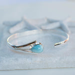Larimar Adjustable Bracelet ~ Sterling Silver 925~Handmade~Statement~ Hippie ~Bohemian ~Jewelry ~Gift For Her ~Gemstone ~Body Jewelry MB058