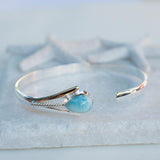 Larimar Adjustable Bracelet ~ Sterling Silver 925~Handmade~Statement~ Hippie ~Bohemian ~Jewelry ~Gift For Her ~Gemstone ~Body Jewelry MB058