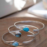 Larimar Adjustable Bracelet ~ Sterling Silver 925~Handmade~Statement~ Hippie ~Bohemian ~Jewelry ~Gift For Her ~Gemstone ~Body Jewelry MB058