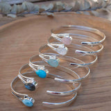 Larimar Adjustable Bracelet ~ Sterling Silver 925~Handmade~Statement~ Hippie ~Bohemian ~Jewelry ~Gift For Her ~Gemstone ~Body Jewelry MB058