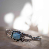 Larimar Adjustable Small wrist Bracelet ~ Sterling Silver 925~Handmade~Hippie ~Bohemian~Jewelry ~Gift For Her ~Gemstone ~Body~MB057