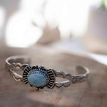 Larimar Adjustable Small wrist Bracelet ~ Sterling Silver 925~Handmade~Hippie ~Bohemian~Jewelry ~Gift For Her ~Gemstone ~Body~MB057