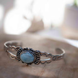 Larimar Adjustable Small wrist Bracelet ~ Sterling Silver 925~Handmade~Hippie ~Bohemian~Jewelry ~Gift For Her ~Gemstone ~Body~MB057