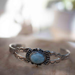 Larimar Adjustable Small wrist Bracelet ~ Sterling Silver 925~Handmade~Hippie ~Bohemian~Jewelry ~Gift For Her ~Gemstone ~Body~MB057